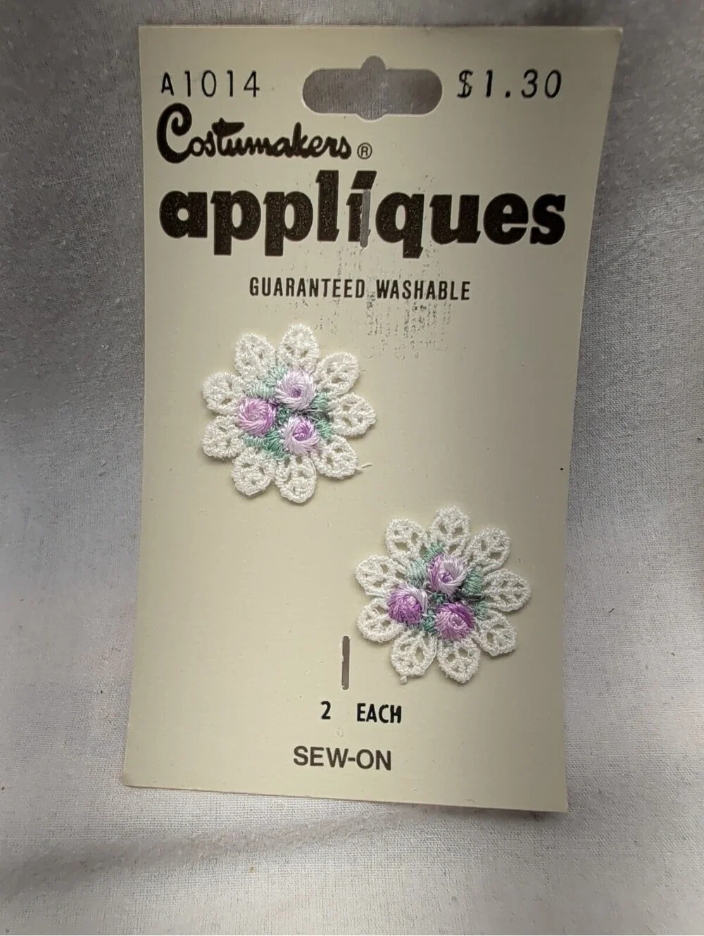 Vintage COSTUMAKERS Appliques Green Yellow White Flowers Sew-On PATCHES